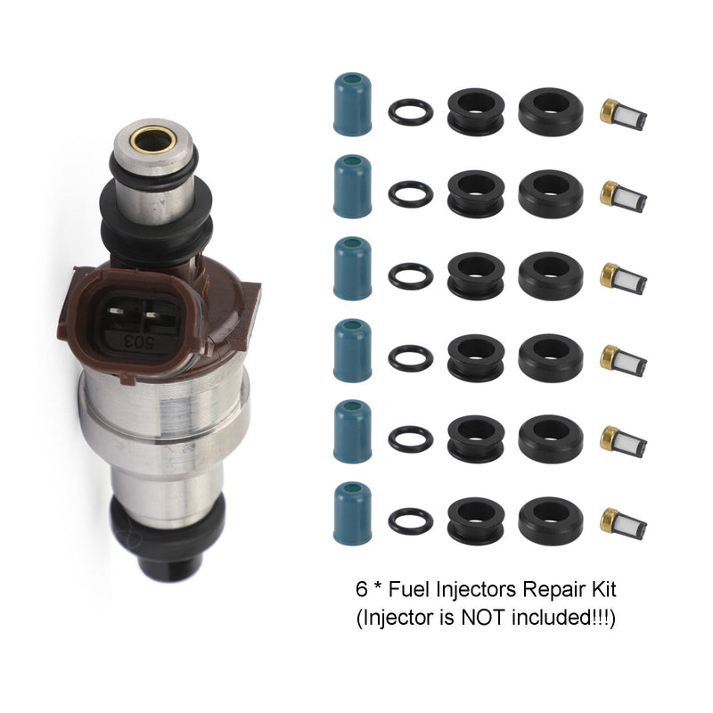 Kit de conversão de junta de reparo de injetor de combustível 6 peças adequado para caminhão Toyota 3VZE 1988-1995 3,0L