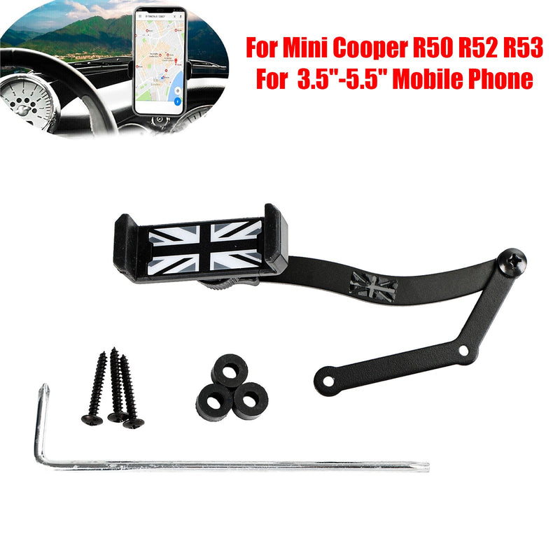 Suporte de telefone giratório 360° para carro para Mini Cooper R50 R52 R53 cinza