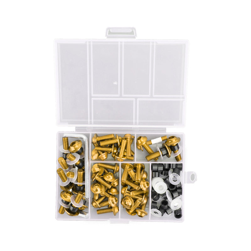 158pcs Motorradsportbike Windschutzscheibenverkleidungs Bolzen Kit Fastener Clip Schraube Gold