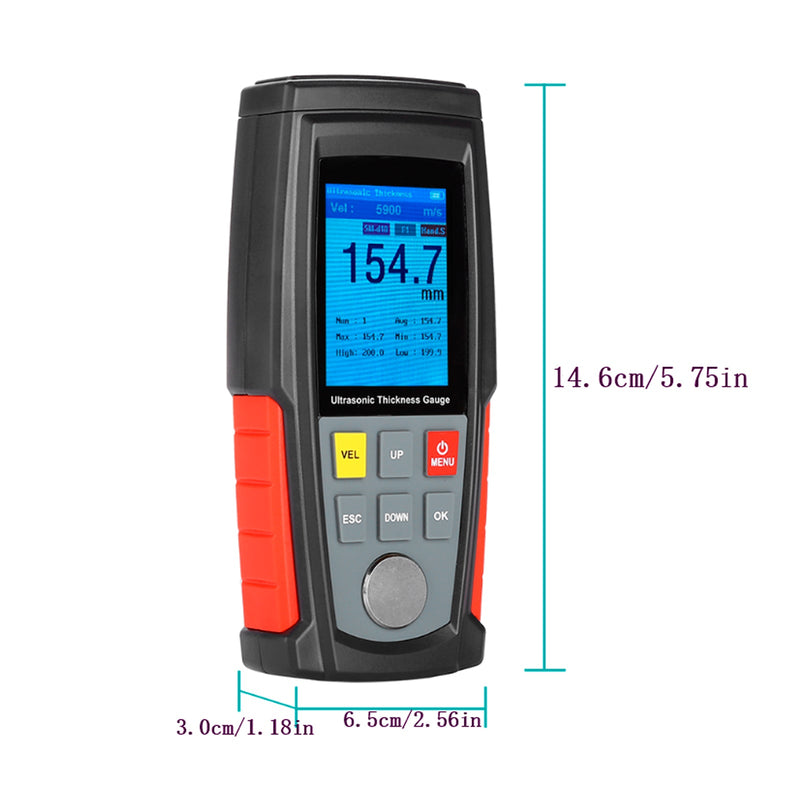 WT100A LCD-testverktyg Smart Sensor Ultraljudstjockleksmätare Ljudhastighet