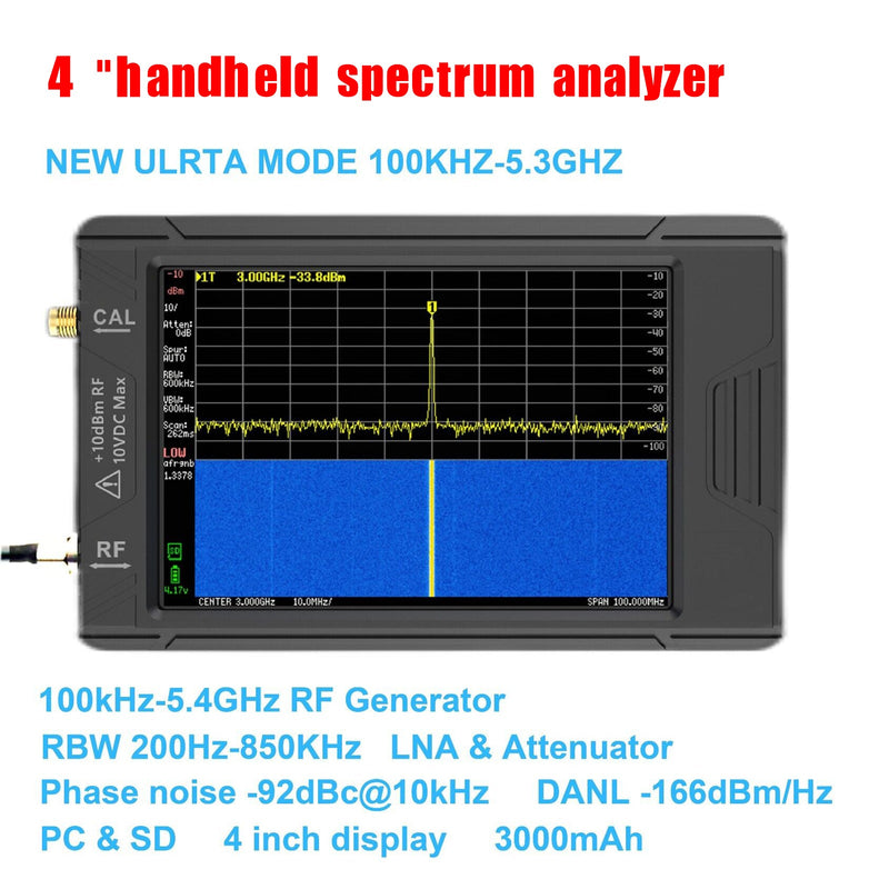 Håndholdt Spectrum Analyzer for TinySA ULTRA 3,95" berøringsskjerm + batteri