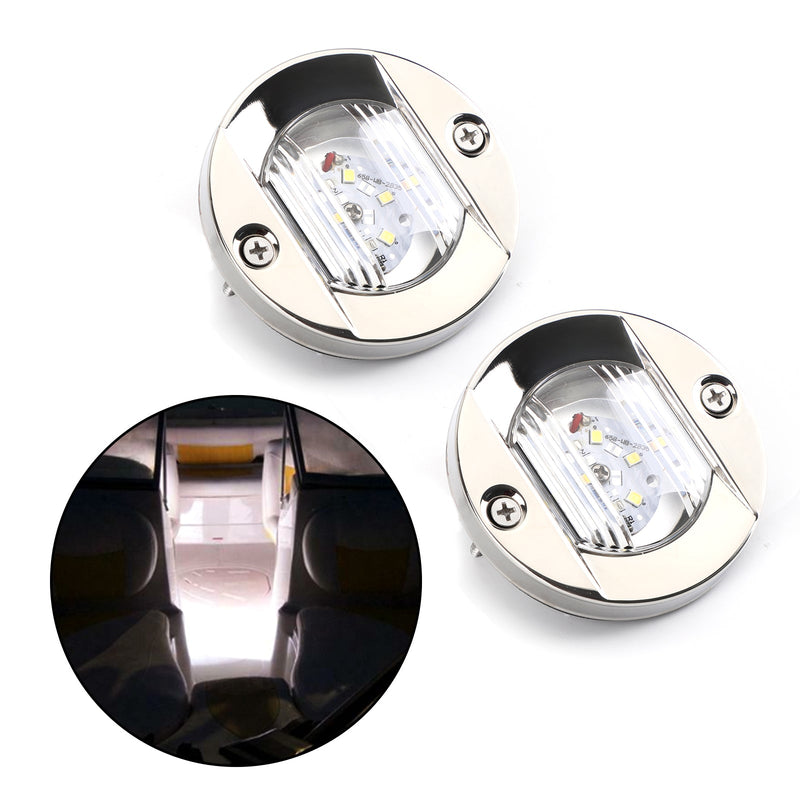 2 uds LED barco marino yate espejo cromado ancla popa luz redonda 2835-SMD 12V