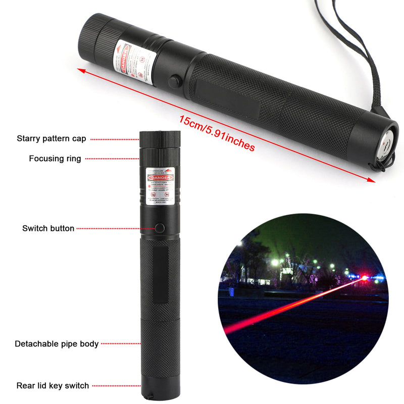 Puntero láser rojo de 650 nm Luz de haz visible Lazer + 18650 + Cargador