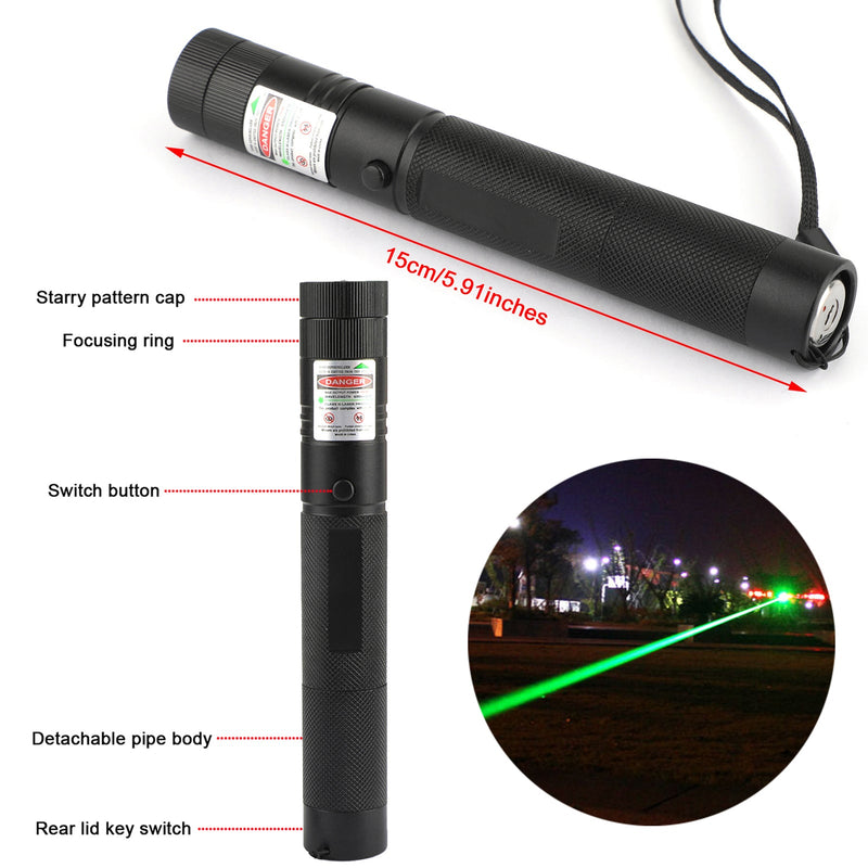 500 milhas 532 nm 303 verde caneta laser laser feixe visível caneta lazer + 18650 + carregador