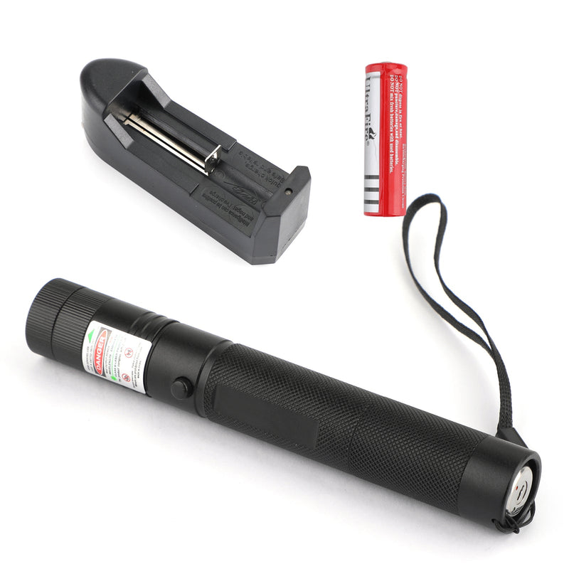 500 Meilen 532 nm 303 grüner Laserpointer sichtbarer Lichtstrahl Lazer Pen + 18650 + Ladegerät