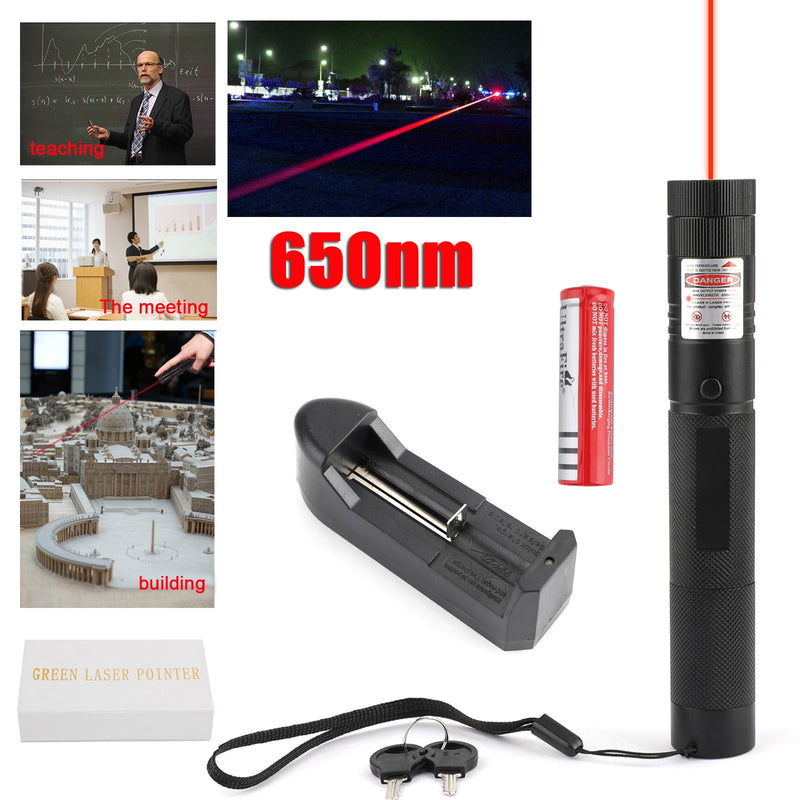 650nm Roter Laserpointer Sichtbarer Strahl Licht Lazer + 18650 + Ladegerät