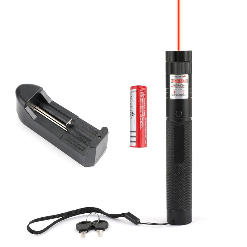 Puntero láser rojo de 650 nm Luz de haz visible Lazer + 18650 + Cargador