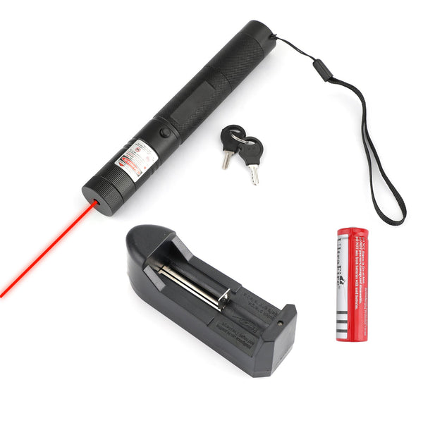 Puntero láser rojo de 650 nm Luz de haz visible Lazer + 18650 + Cargador