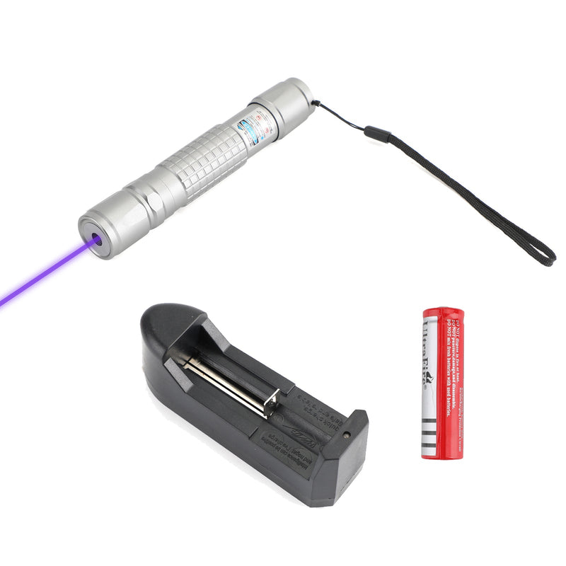 Tactical 5mW 405nm Blue-Violet 18650 Laser Pointer Pen Visible Beam Light Laser