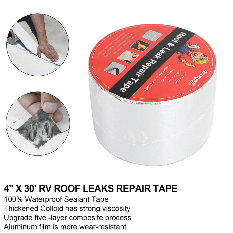 4" x 30" RV Tätningstejp UV Vattentät Takläckage Reparation Tejp Tätning Sticky Silver