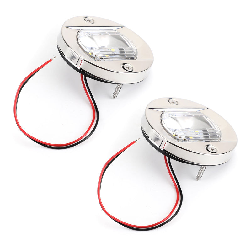 2 STK LED Marine Båt Yacht Speil Krom Anker Hekklys Rund 2835-SMD 12V