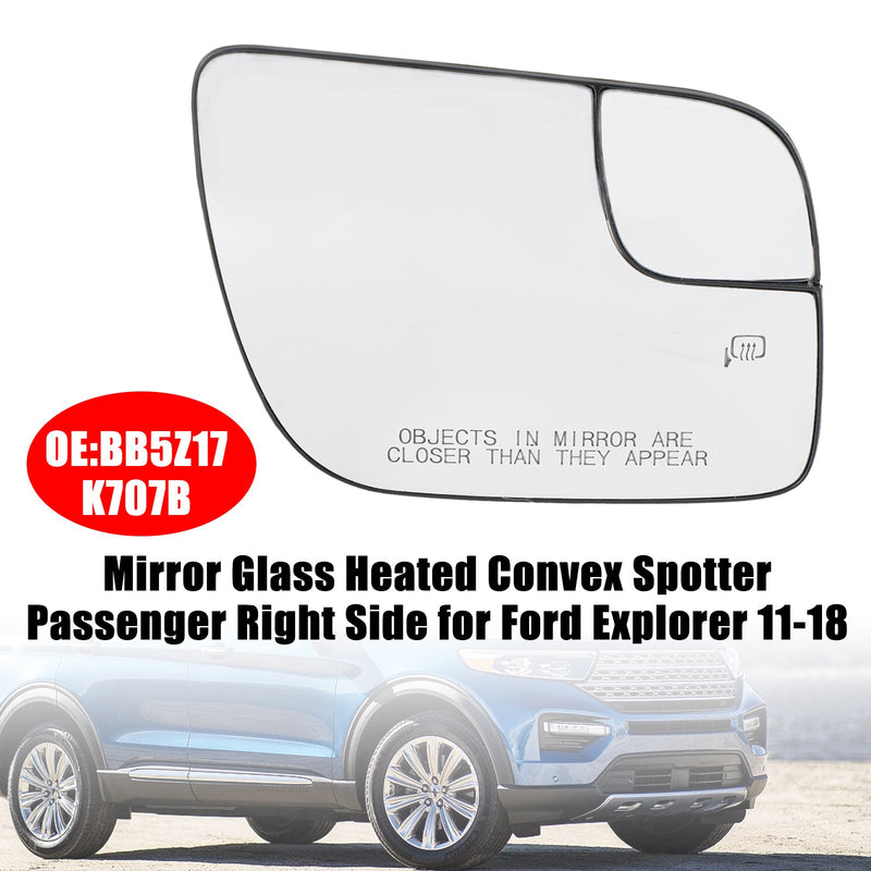 Ford Explorer 11-18 speilglass oppvarmet Convex Spotter passasjerside høyre for