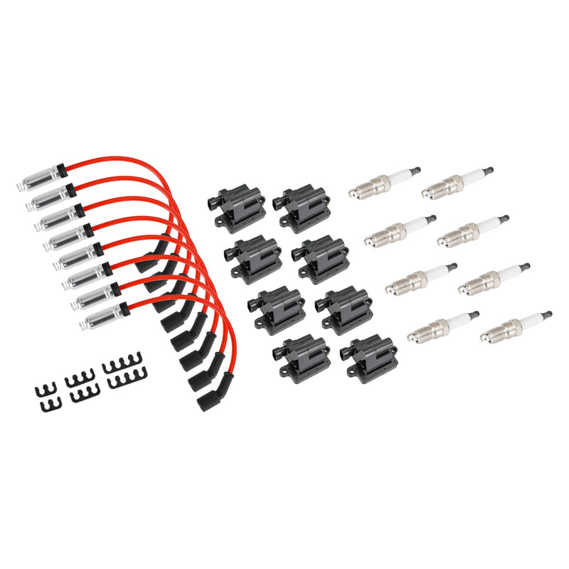 Hummer H2 2003–2007, 8 Stück, quadratische Zündspule und Zündkerzenkabel, 12556893, 12558693, 12570553, 3859078, 38590782, 521618