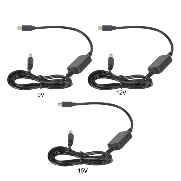 Adaptador USB para 9/12/15V Volt 5,5mm*2,5mm 1m 39,37 polegadas Cabo carregador PD