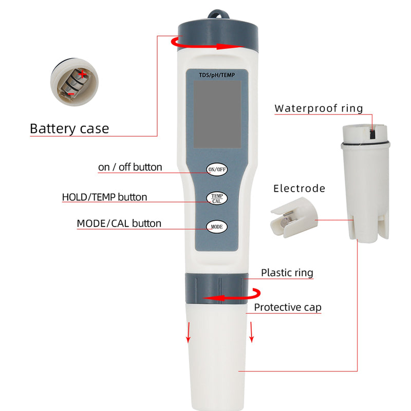 3 in 1 Digital PH TDS TEMP wasserdichtes Wasserqualitätsmesser Tester Test Pen Tool