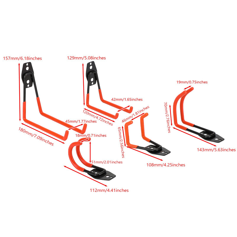5 STÜCKE Hochleistungs-Aufbewahrungshaken Doppelwandhalterung Garagenorganisationswerkzeuge