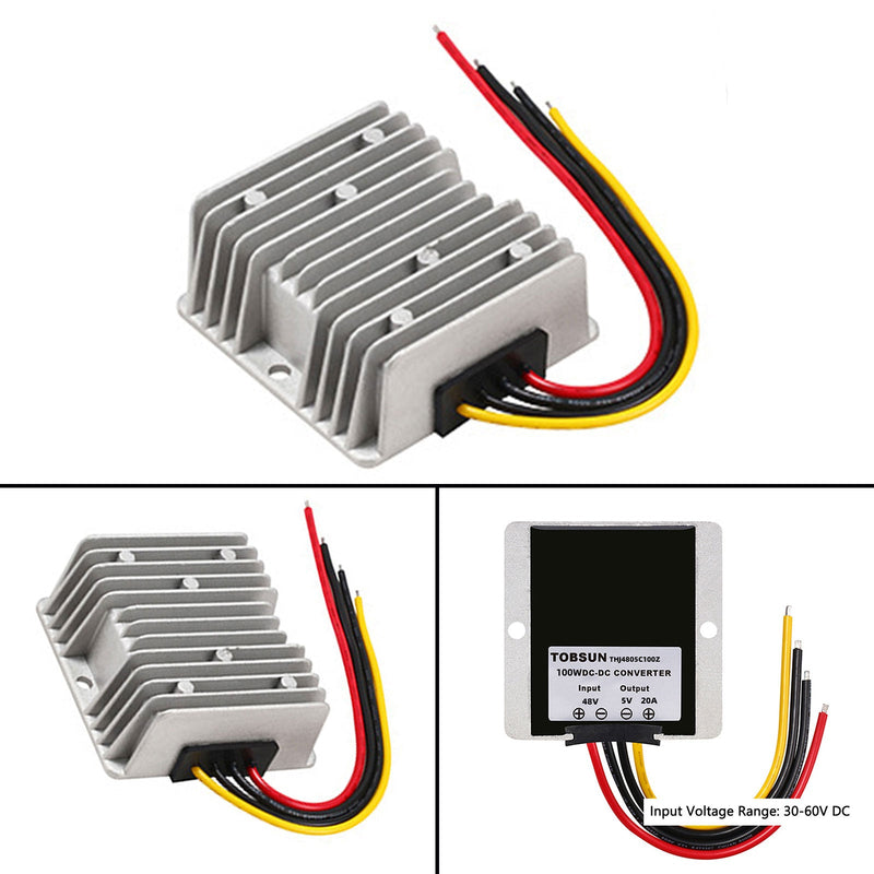 Vattentät 48V till 5V 20A 100W steg ned DC/DC strömomvandlare regulator