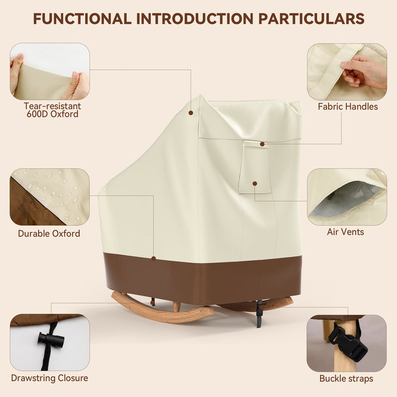 Terrassen-Schaukelstuhl-Abdeckung, Schaukelstuhl-Abdeckung für Gartenmöbel, wasserdicht
