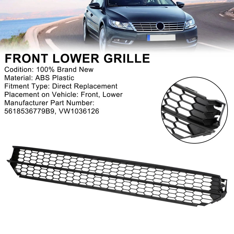 VW Passat 2012-2015 Dolny grill zderzaka przedniego o strukturze plastra miodu, czarny