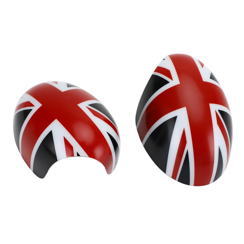 MINI Cooper R55 R56 R57 2 x Union Jack UK Flag peilisuojukset musta/punainen