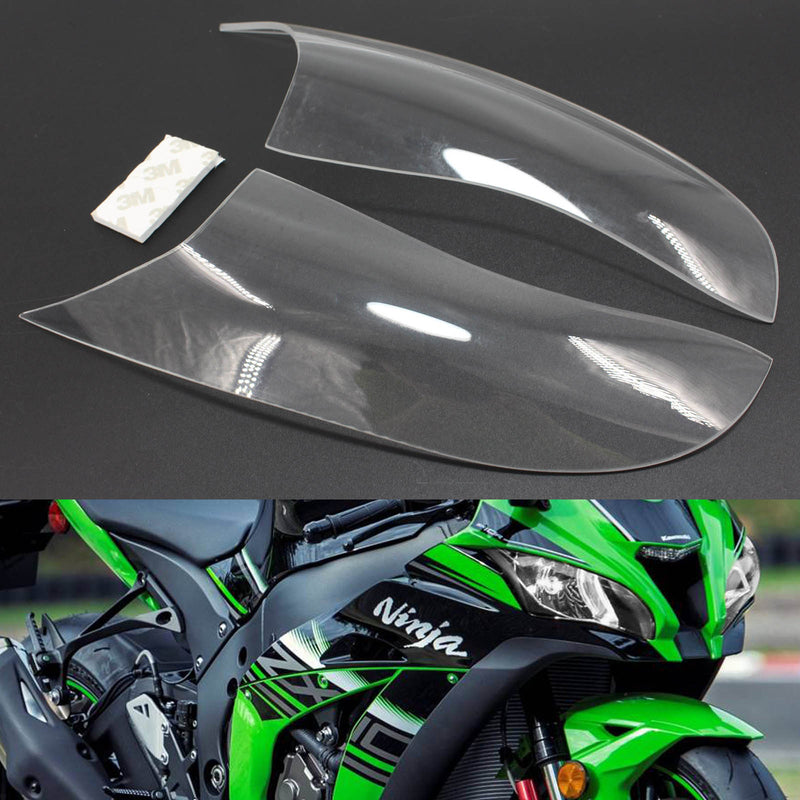 Protector de cristal de faro delantero compatible con Kawasaki Zx-10R Zx 10R 16-18 Smoke Generic