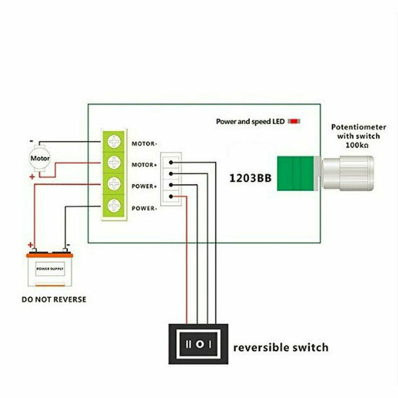 Controlador de interruptor de velocidad del motor de CC 3A 10V 12V 24V Control Regulador PWM reversible