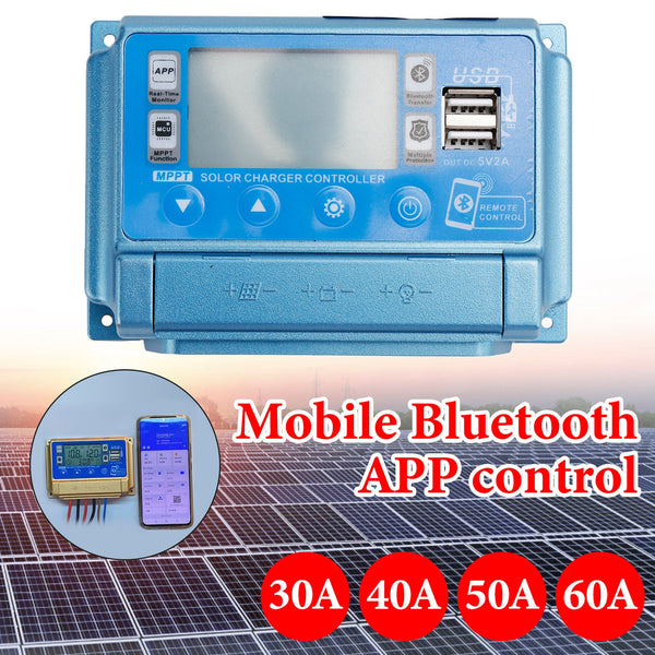 30A/40A/50A/60A MPPT Bluetooth APP ładowarka z kontrolerem ładowania słonecznego 12V-60V złota