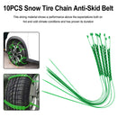 10 STÜCKE Schneereifenkette Anti-Rutsch-Gürtel für Auto, LKW, SUV, Notfall, Winterfahren, generisch