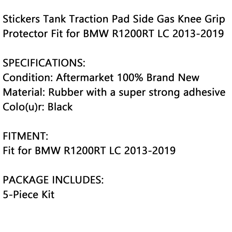 5 x seitlicher Tankpad Kraftstofftankschutz passend für BMW R1200Rt Lc 2013-2019 Gummi generisch