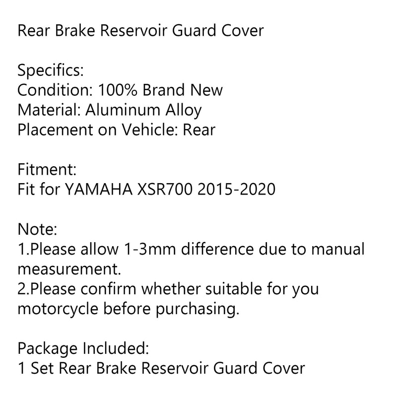 Schutzabdeckung für Motorrad-Hinterradbremsbehälter, passend für YAMAHA XSR 700 2015-2020 Generic