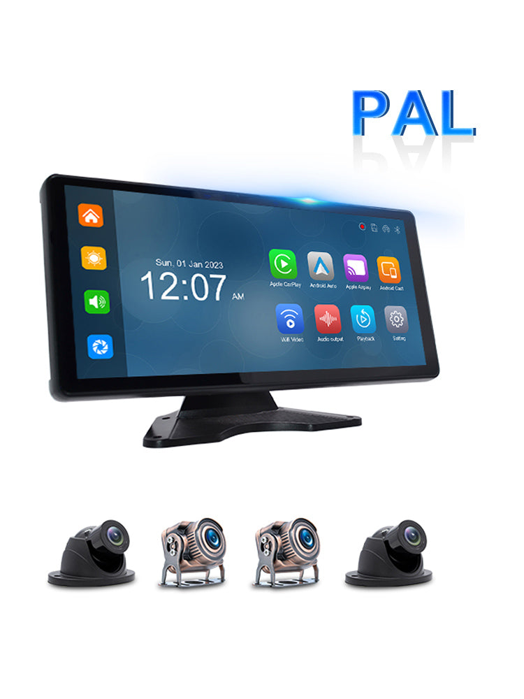 Pantalla táctil IPS Quantum de 10,36 pulgadas, 1600 x 720, para vehículos recreativos, camiones y autobuses + 4 cámaras de visión trasera