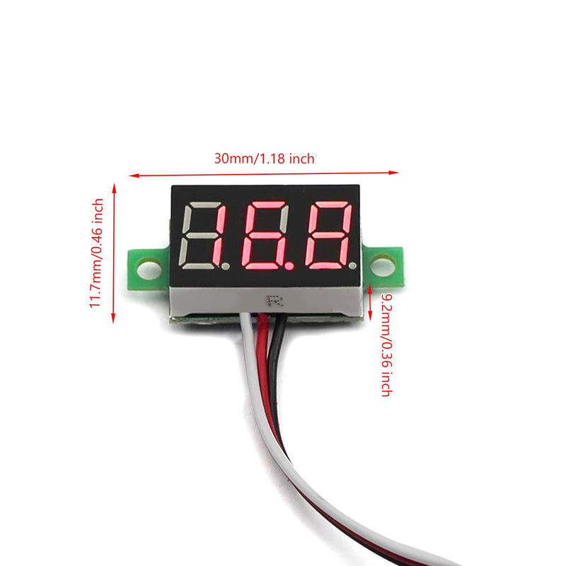 5x Mini DC 0-30V Czerwona dioda LED 3-cyfrowy wyświetlacz Woltomierz Panel z możliwością kalibracji