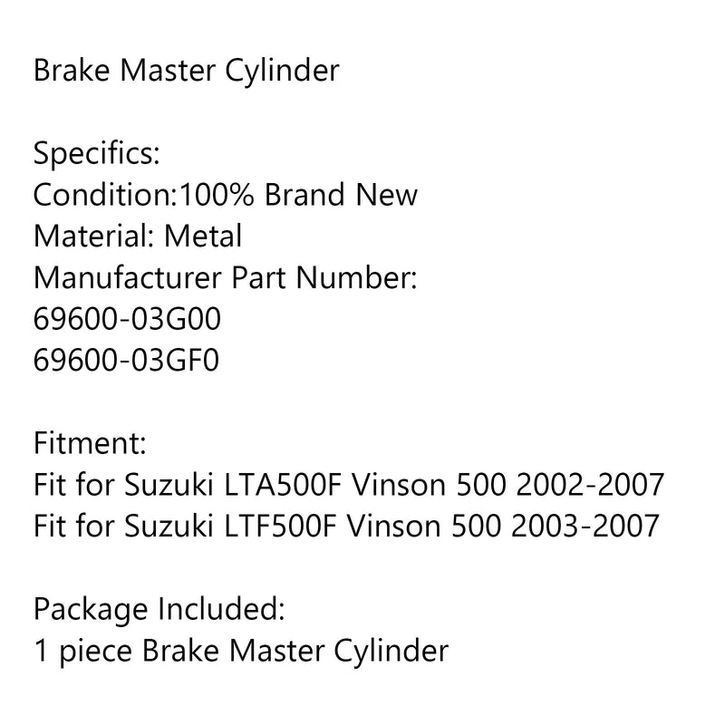 Hauptbremszylinder hinten passend für Suzuki LTA500F LTF500F Vinson 500 2003-2007 Generic