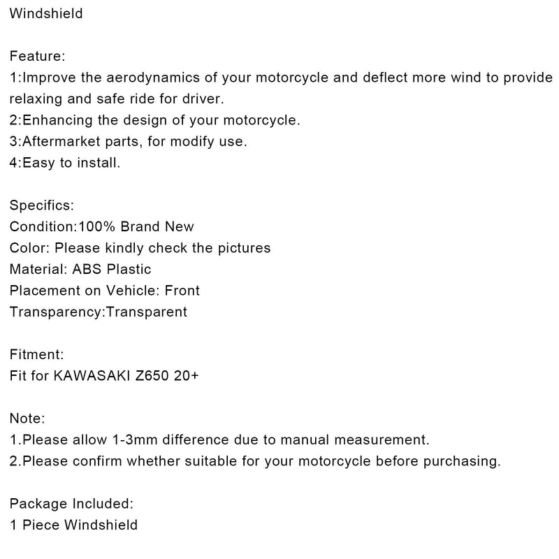 Szyba przednia Szyba przednia do KAWASAKI Z650 20+ Generic