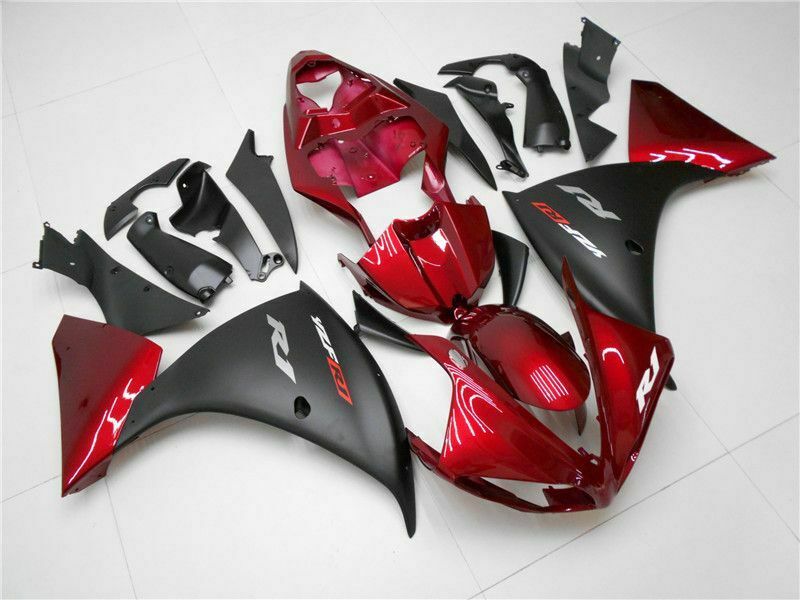 Spritzguss-ABS-Verkleidung aus Kunststoff, passend für Yamaha YZF R1 2009–2011, Rot, Schwarz, generisch