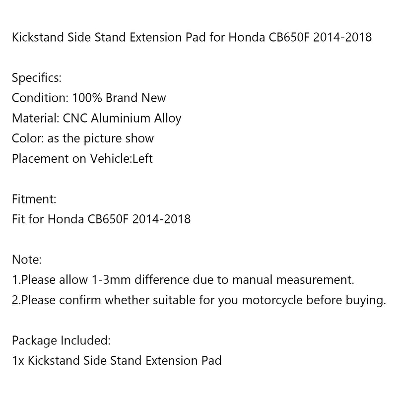 Ständer Seitenständer Vergrößern Platte Pad für Honda CB650F CBR650F 2014-2018 Generic