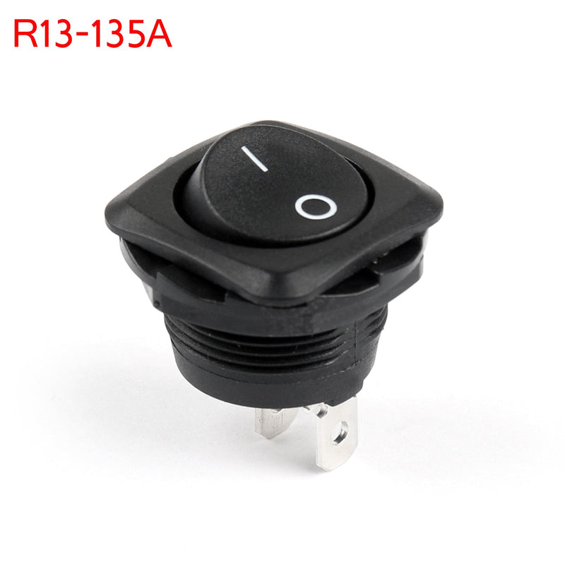 R13-135A Okrągły przełącznik kołyskowy do łodzi SPST 2Pin ON-OFF 10A/250VAC 16A/125VAC