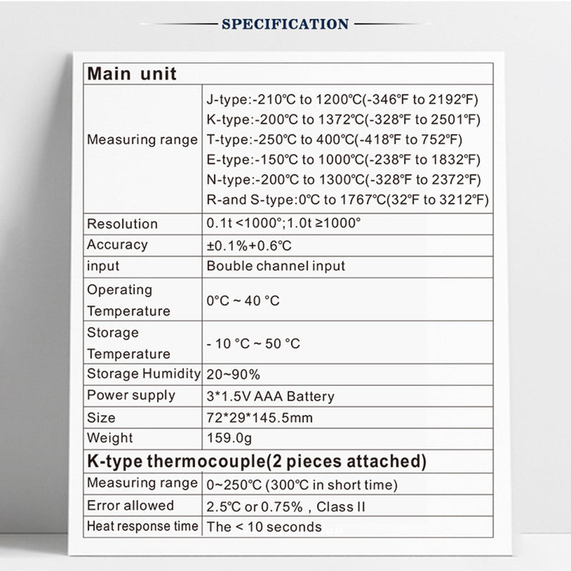 Digitales Thermoelement Thermometer Temperatur Zweikanal-Messgerät Tester LCD