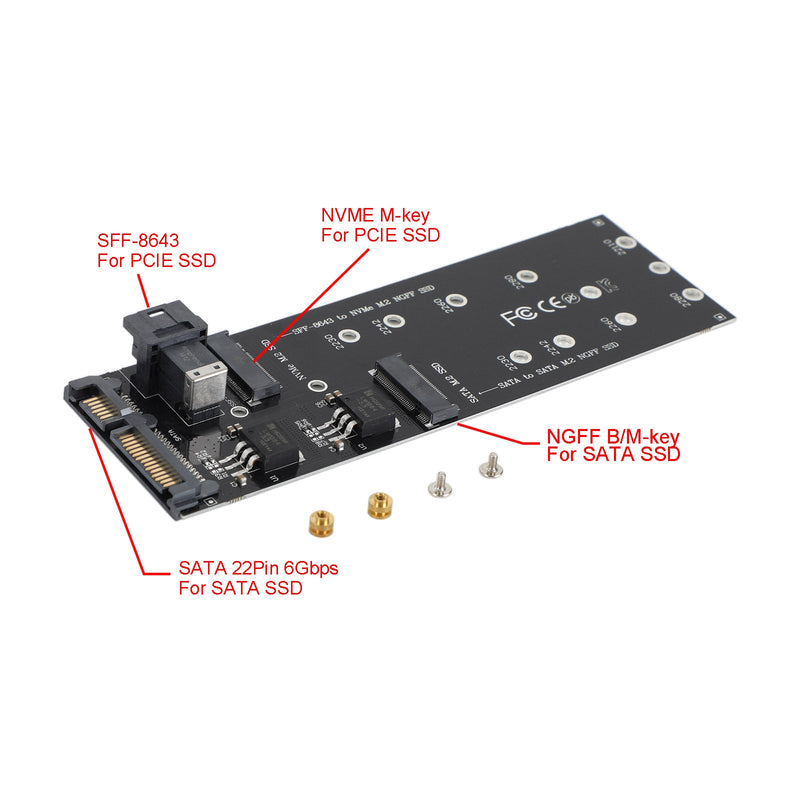 M2 harddisk SFF-8643 til U2 NGFF M-KEY til HD SAS NVME PCIE SSD SATA adapter