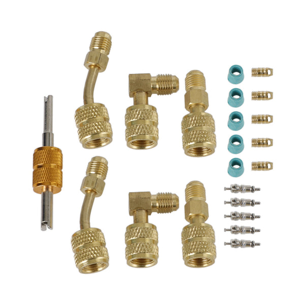 Kit adaptador de conector de vácuo de carga R410A 5/16" fêmea para 1/4" macho