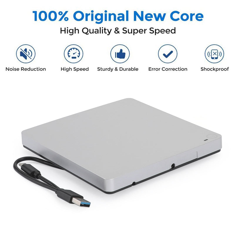 Unidad de CD/DVD externa con ranura, reproductor USB 3.0, grabadora y grabadora para ordenador portátil, PC y Mac