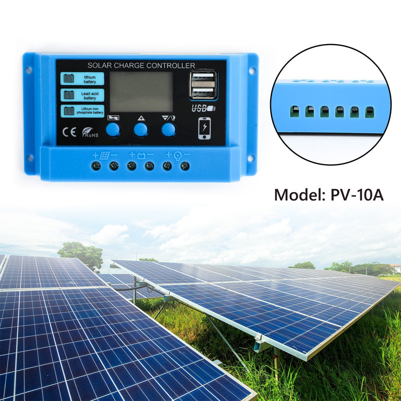 PWM 10A 20A 30A solcellsladdningsregulator för 100W 200W 300W solpanel