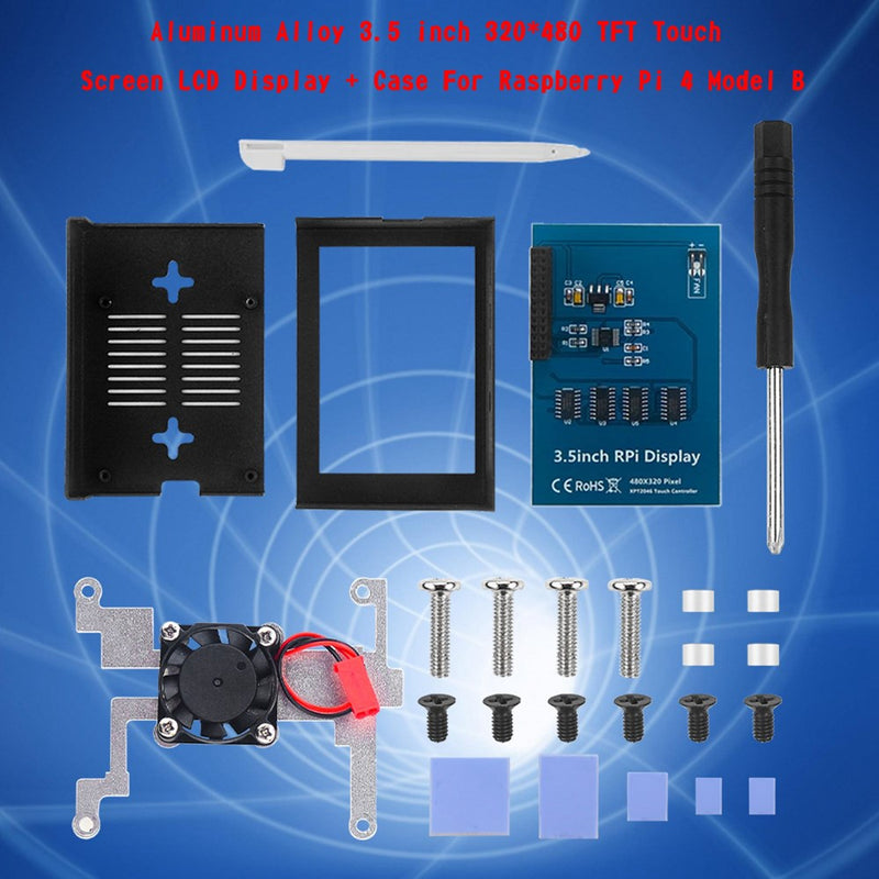 3.5 In Display Aluminiumlegierung Hülle + LCD -Bildschirmanpassung für Raspberry Pi 4 Modell B