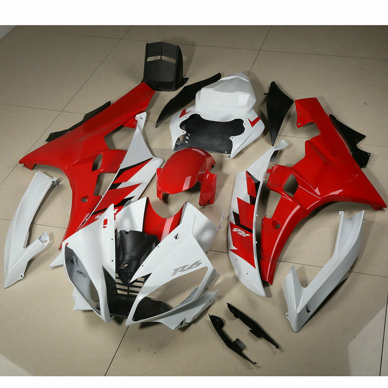 Yamaha YZF R6 YZF-R6 2006-2007 Red White Generic Fairing Kit