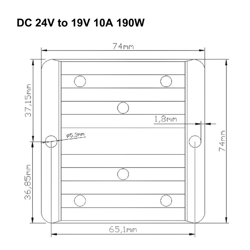 Vattentät 24V till 19V 10A 190W DC/DC power converter step-down regulator