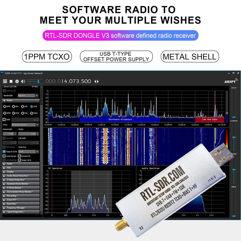 RTL-SDR Blog V3 RTL2832U 1PPM TCXO HF BiasT SMA Radio definiowane programowo R820T2