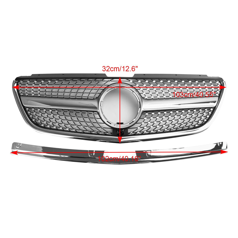 Mercedes Vito W447 2015-2019 GT Style Diamond Front Bumper Grille