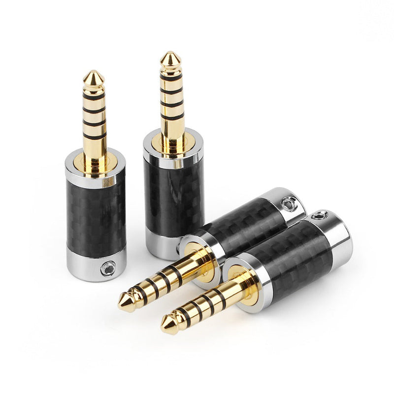 1 conector de cable estéreo de fibra de carbono de 4,4mm y 5 pines, color negro