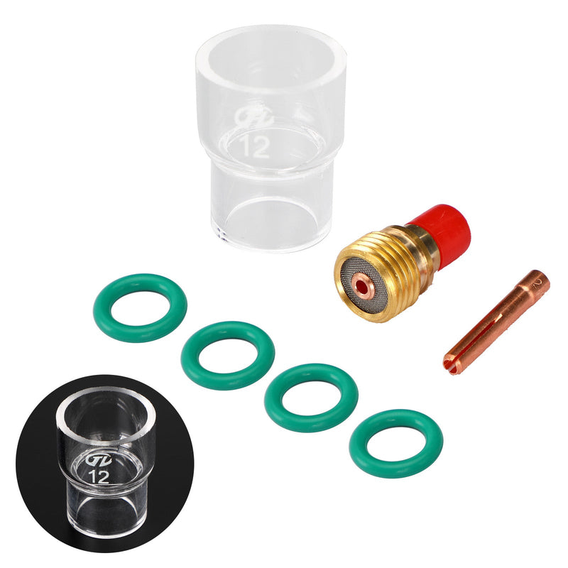 7 kpl TIG-hitsauspoltin Stubby Gas Lens Pyrex Glass Cup Kit WP-9/20/25