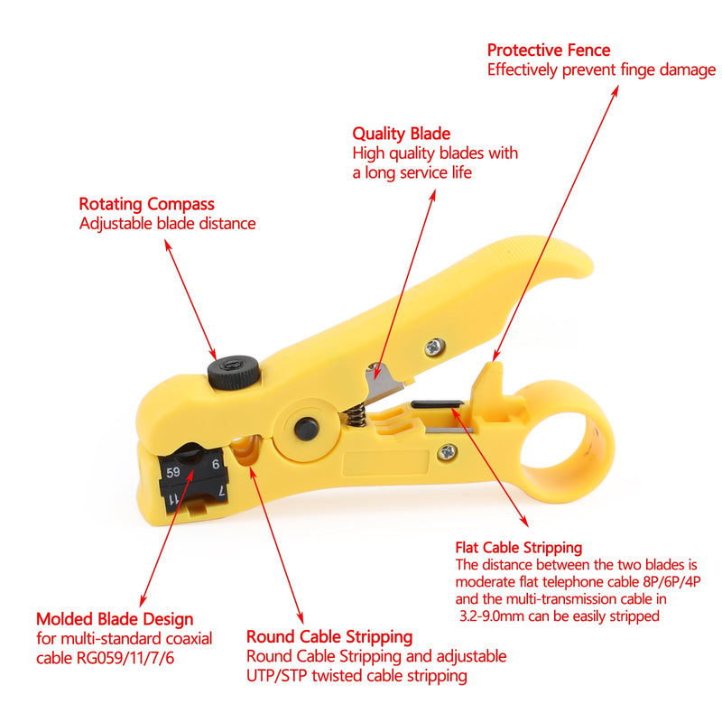 F-Typ Koaxial-Kompressionswerkzeug Koaxialkabel-Crimper-Kit Einstellbar RG6 RG59 RG11